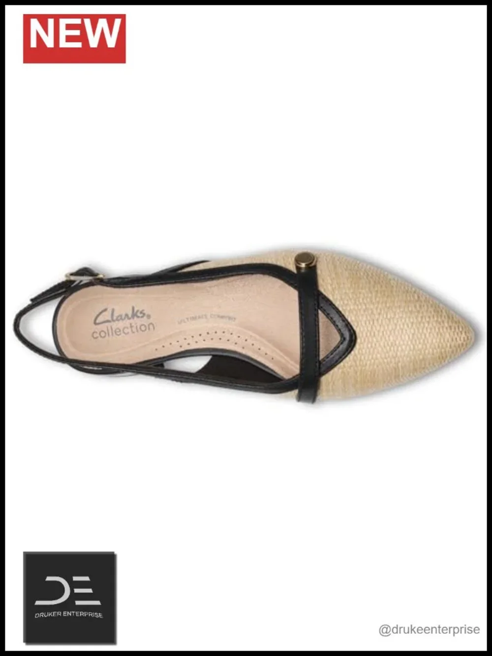Leather Slingback Flats - Pointed Toe, Adjustable Strap